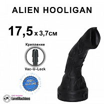 Фаллоимитатор с язычком Чужой Хулиган ALIEN HOOLIGAN 17,5 см, черный силикон, Vac-U-Lock