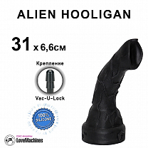 Фаллоимитатор с язычком Чужой Хулиган ALIEN HOOLIGAN 31 см, черный силикон, Vac-U-Lock