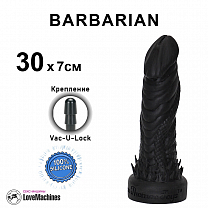 Фаллоимитатор Варвар BARBARIAN 30 см, рельефный, черный силикон, Vac-U-Lock